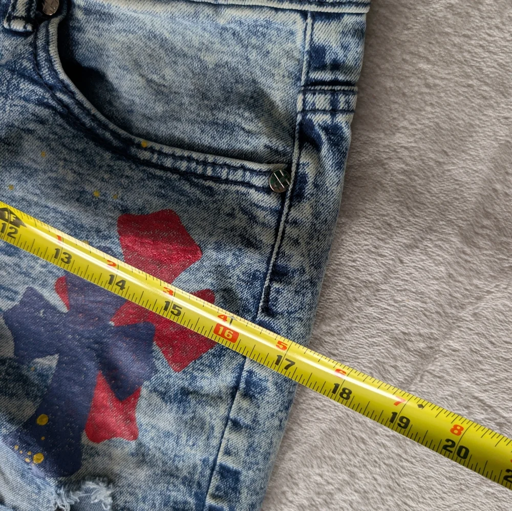 Womens Distressed Moto Skinny Jeans Streetwear Grunge Graffiti Acid Wash Sz 30 - Picture 10 of 13